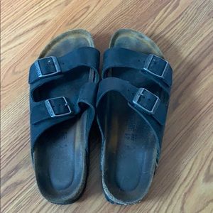 Black two strap Birkenstock’s